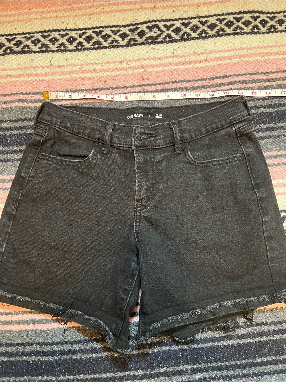 Old Navy Black Frayed Hem Denim Shorts